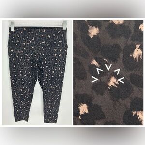 Varley Montero‎ Leopard Cropped Leggings Size Medium High Waist Athleisure 24x18